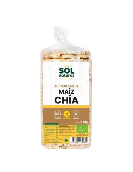 Tortas de maíz y chía sin gluten bio 120 g Sol Natural Tortas de maíz y chía sin gluten bio 120 g Sol Natural